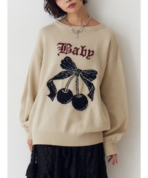 jouetie | ジャガードチェリールーズニット(ニット/セーター)