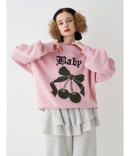 【10/10まで値下げ】マーキュリーデュオ ベリエちゃんジャガードニット ピンク マーキュリーデュオ MERCURYDUO 【メゾピアノジュニアコラボ