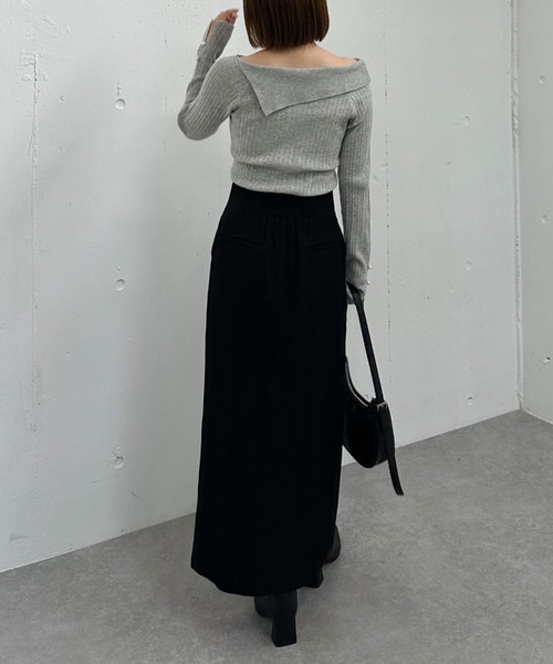 archives（アルシーヴ）の「アシメオフショルランダムリブニットプルオーバー（Tシャツ/カットソー・レディース・グレー/アイボリー/ブラック/ワインレッド・MEDIUM）」の14枚目の写真