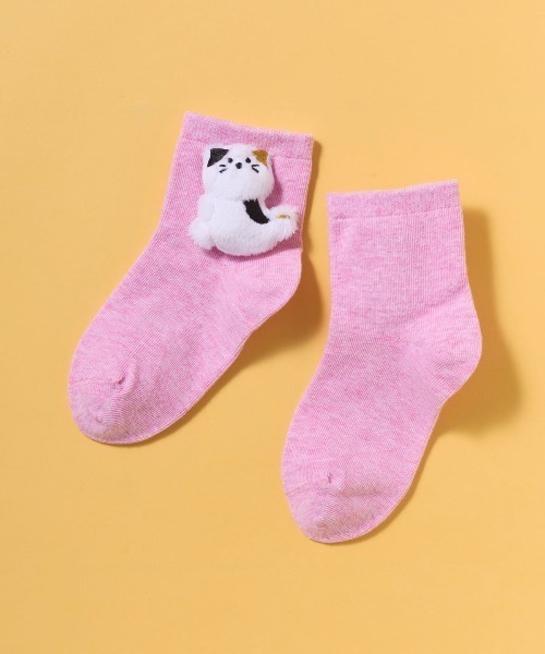 tutuanna（チュチュアンナ）の「[キッズ]だっこ動物マスコット付きソックス（ソックス/靴下・キッズ・グレイッシュブルー/ピンク/ミント/ラベンダー/ブラック/オフホワイト・L/M/S）」の6枚目の写真