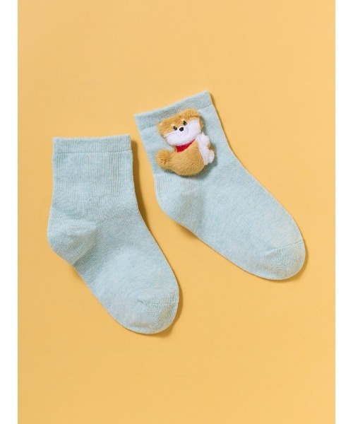 tutuanna（チュチュアンナ）の「[キッズ]だっこ動物マスコット付きソックス（ソックス/靴下・キッズ・グレイッシュブルー/ピンク/ミント/ラベンダー/ブラック/オフホワイト・L/M/S）」の7枚目の写真
