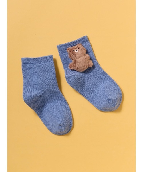 tutuanna（チュチュアンナ）の「[キッズ]だっこ動物マスコット付きソックス（ソックス/靴下・キッズ・グレイッシュブルー/ピンク/ミント/ラベンダー/ブラック/オフホワイト・L/M/S）」の8枚目の写真