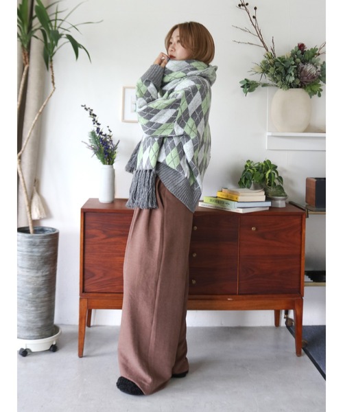 Ungrid（アングリッド）の「アーガイルニットマフラー（マフラー・レディース・チャコールグレー/ネイビー/ベージュ・FREE）」の16枚目の写真