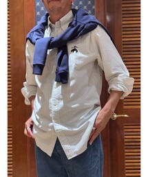 ◆オンラインストア限定◆ コットンオックスフォード　ビッグGFロゴ　オルタネイトストライプ　カジュアルシャツ　Traditional Fit