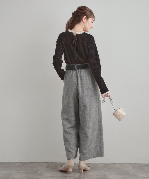 couture brooch(クチュールブローチ)の「【大人上品・着映え】ケーブルレース バックリボンニット(ニット/セーター・レディース・ブラック/アイボリー/グリーン系・36/38/40/42)」の9枚目の写真