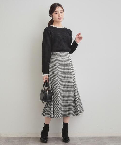 couture brooch(クチュールブローチ)の「【大人上品・着映え】ケーブルレース バックリボンニット(ニット/セーター・レディース・ブラック/アイボリー/グリーン系・36/38/40/42)」の14枚目の写真