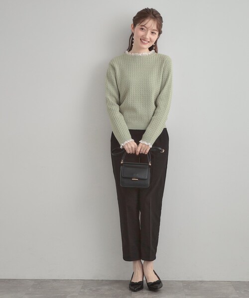 couture brooch(クチュールブローチ)の「【大人上品・着映え】ケーブルレース バックリボンニット(ニット/セーター・レディース・ブラック/アイボリー/グリーン系・36/38/40/42)」の21枚目の写真