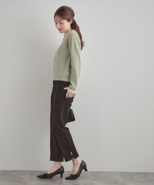 couture brooch(クチュールブローチ)の「【大人上品・着映え】ケーブルレース バックリボンニット(ニット/セーター・レディース・ブラック/アイボリー/グリーン系・36/38/40/42)」の22枚目の写真