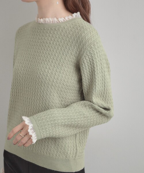 グッチ リボン シースルー レース 半袖 ニット セーター XS グリーン 緑 グッチ リボン シースルー レース 半袖 ニット セーター XS グリーン