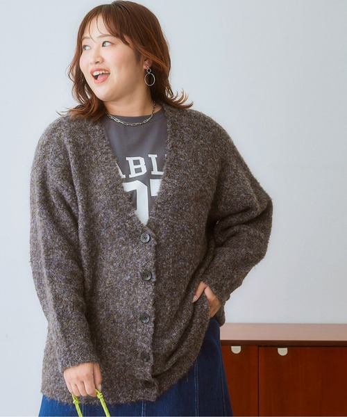 SMILE LAND（スマイルランド）の「＜大きいサイズ＞ミックスループヤーンカーディガン（カーディガン/ボレロ・レディース・ブルー系/グレー系・L/LL/3L/4L/5L）」の2枚目の写真