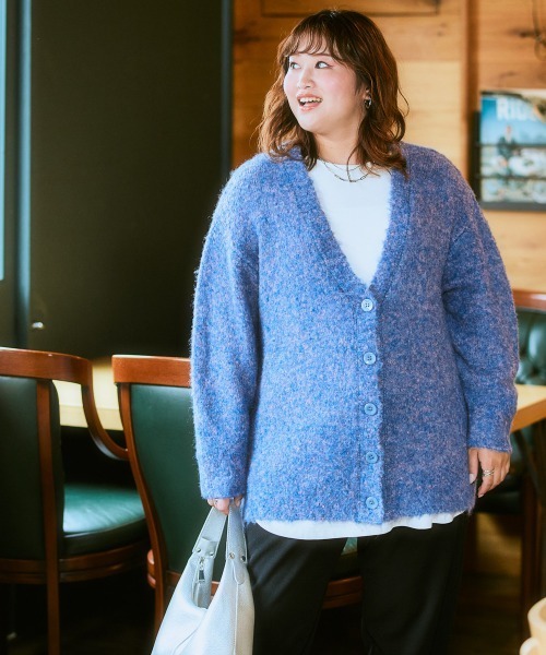 SMILE LAND（スマイルランド）の「＜大きいサイズ＞ミックスループヤーンカーディガン（カーディガン/ボレロ・レディース・ブルー系/グレー系・L/LL/3L/4L/5L）」の5枚目の写真