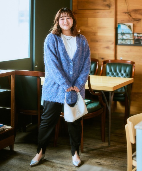 SMILE LAND（スマイルランド）の「＜大きいサイズ＞ミックスループヤーンカーディガン（カーディガン/ボレロ・レディース・ブルー系/グレー系・L/LL/3L/4L/5L）」の6枚目の写真