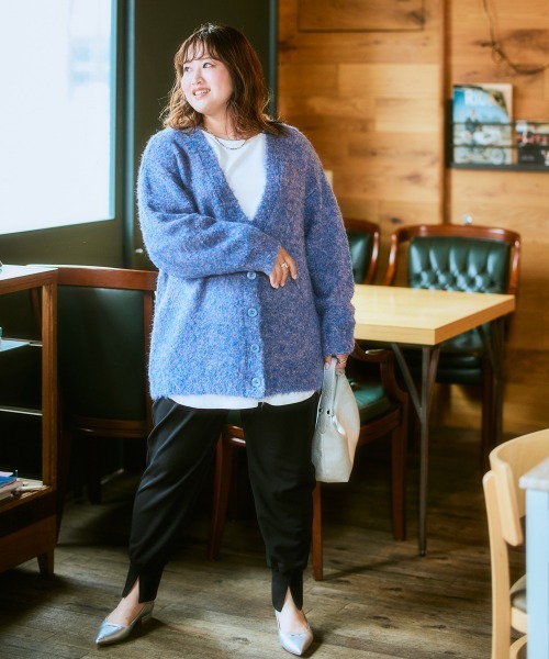 SMILE LAND（スマイルランド）の「＜大きいサイズ＞ミックスループヤーンカーディガン（カーディガン/ボレロ・レディース・ブルー系/グレー系・L/LL/3L/4L/5L）」の10枚目の写真