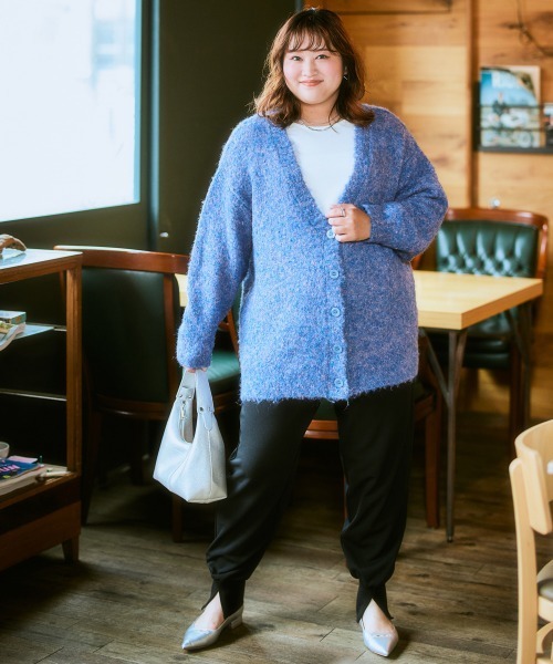 SMILE LAND（スマイルランド）の「＜大きいサイズ＞ミックスループヤーンカーディガン（カーディガン/ボレロ・レディース・ブルー系/グレー系・L/LL/3L/4L/5L）」の8枚目の写真