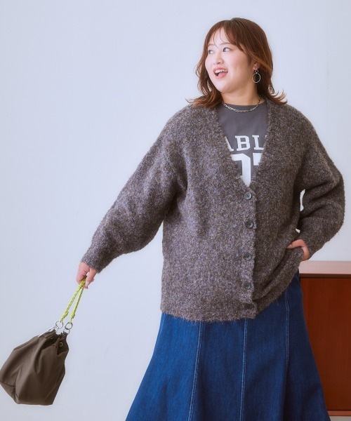 SMILE LAND（スマイルランド）の「＜大きいサイズ＞ミックスループヤーンカーディガン（カーディガン/ボレロ・レディース・ブルー系/グレー系・L/LL/3L/4L/5L）」の7枚目の写真