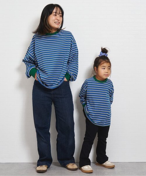 and D. petit main(アンドディープティマイン)の「【親子リンク】【DAD】アソートボーダーワイドロンT(Tシャツ/カットソー・レディース・ブラック/グリーン・F)」の3枚目の写真