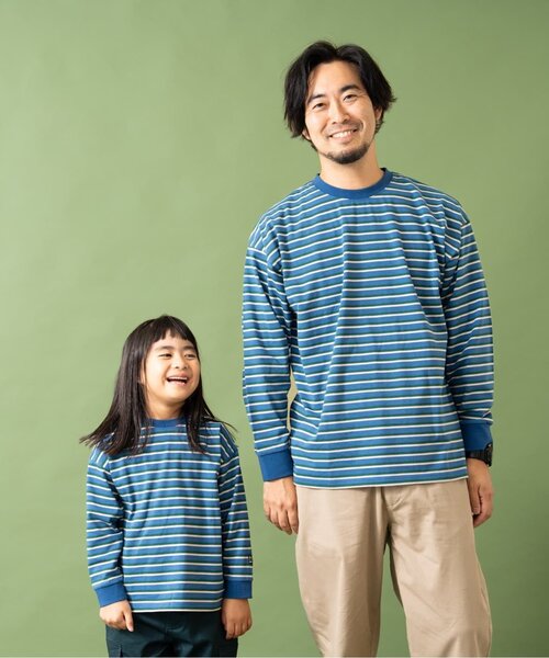 and D. petit main(アンドディープティマイン)の「【親子リンク】【DAD】アソートボーダーワイドロンT(Tシャツ/カットソー・レディース・ブラック/グリーン・F)」の4枚目の写真
