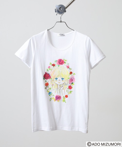 FUNALIVE(ファンアライブ)の「水森亜土 プリント半袖Tシャツ(Tシャツ/カットソー・レディース・クリーム/ローズ/ネイビー/ホワイト系/ホワイト・L/M/LL)」の16枚目の写真
