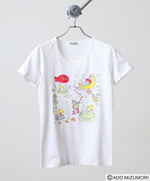 FUNALIVE(ファンアライブ)の「水森亜土 プリント半袖Tシャツ(Tシャツ/カットソー・レディース・クリーム/ローズ/ネイビー/ホワイト系/ホワイト・L/M/LL)」の11枚目の写真
