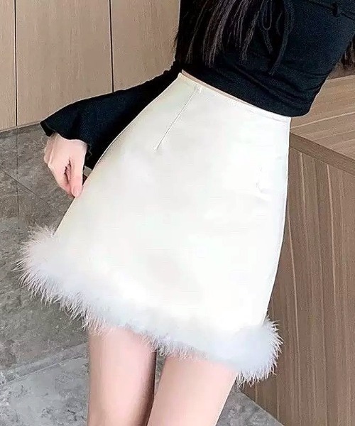 スカート kishidamiki fur skirt white kishidamiki fur skirt white