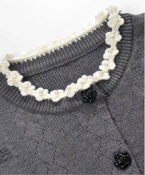 LA POMME petit(ラポミ・プチ)の「Romantic Frill Pearl Deco 3 Items Set Up(セットアップ・レディース・グレー・LARGE/MEDIUM/SMALL)」の2枚目の写真