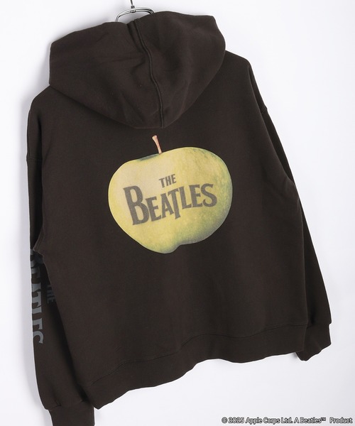 The Beatles(ザビートルズ)の「The Beatles / ビートルズ 裏毛 フルジップパーカー 袖プリント アップルロゴ(パーカー・メンズ・ブラック/グレー・M/L/XL)」の5枚目の写真