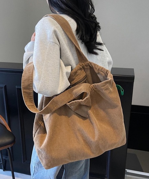 Mignonjour(ミニョンジュール)の「Mignonjour/コーデュロイ巾着トートバッグ M2848(トートバッグ・レディース・ブラウン/レッド/ホワイト/ブラック/カーキ・FREE)」の9枚目の写真