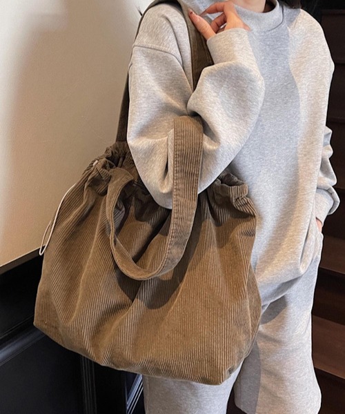 Mignonjour(ミニョンジュール)の「Mignonjour/コーデュロイ巾着トートバッグ M2848(トートバッグ・レディース・ブラウン/レッド/ホワイト/ブラック/カーキ・FREE)」の10枚目の写真