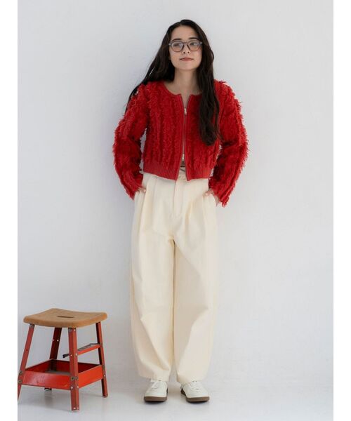 Ungrid（アングリッド）の「【WEB限定】起毛ジャガードダブルジップニットカーデ（カーディガン/ボレロ・レディース・アイボリー/オレンジ/チャコールグレー・FREE）」の6枚目の写真