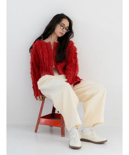 Ungrid（アングリッド）の「【WEB限定】起毛ジャガードダブルジップニットカーデ（カーディガン/ボレロ・レディース・アイボリー/オレンジ/チャコールグレー・FREE）」の9枚目の写真