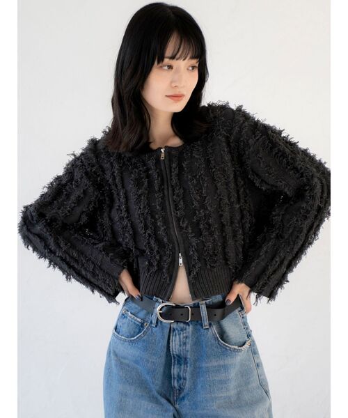 Ungrid（アングリッド）の「【WEB限定】起毛ジャガードダブルジップニットカーデ（カーディガン/ボレロ・レディース・アイボリー/オレンジ/チャコールグレー・FREE）」の10枚目の写真