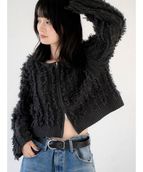 Ungrid（アングリッド）の「【WEB限定】起毛ジャガードダブルジップニットカーデ（カーディガン/ボレロ・レディース・アイボリー/オレンジ/チャコールグレー・FREE）」の11枚目の写真