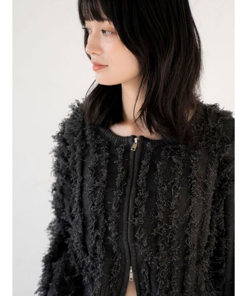 Ungrid（アングリッド）の「【WEB限定】起毛ジャガードダブルジップニットカーデ（カーディガン/ボレロ・レディース・アイボリー/オレンジ/チャコールグレー・FREE）」の12枚目の写真