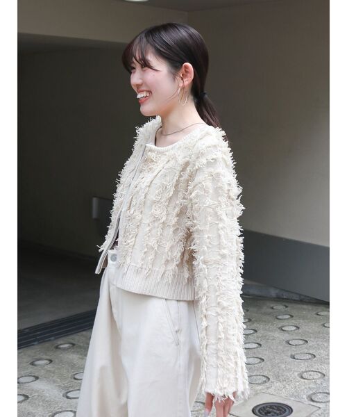 Ungrid（アングリッド）の「【WEB限定】起毛ジャガードダブルジップニットカーデ（カーディガン/ボレロ・レディース・アイボリー/オレンジ/チャコールグレー・FREE）」の18枚目の写真