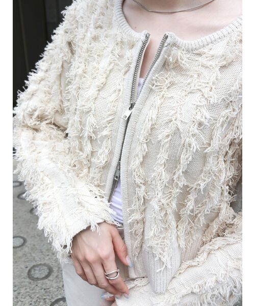 Ungrid（アングリッド）の「【WEB限定】起毛ジャガードダブルジップニットカーデ（カーディガン/ボレロ・レディース・アイボリー/オレンジ/チャコールグレー・FREE）」の20枚目の写真