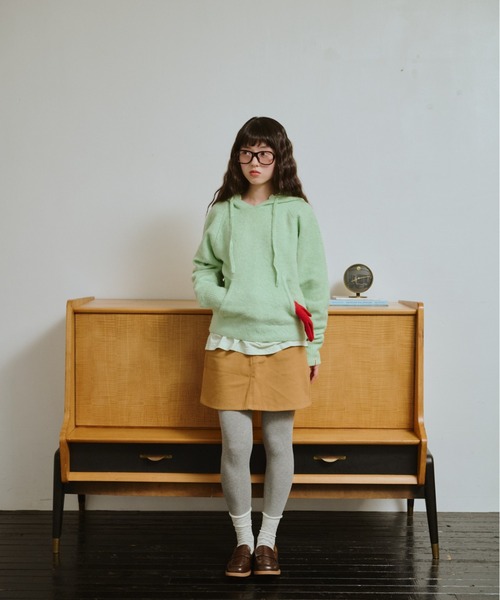 common gull products.（コモンガルプロダクツ）の「うろこ雲なニットフーディー（ニット/セーター・レディース・杢グレー/ネイビー/ミント/レッド系・MEDIUM/SMALL/LARGE）」の12枚目の写真