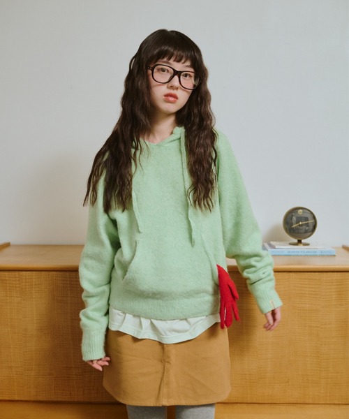 common gull products.（コモンガルプロダクツ）の「うろこ雲なニットフーディー（ニット/セーター・レディース・杢グレー/ネイビー/ミント/レッド系・MEDIUM/SMALL/LARGE）」の15枚目の写真