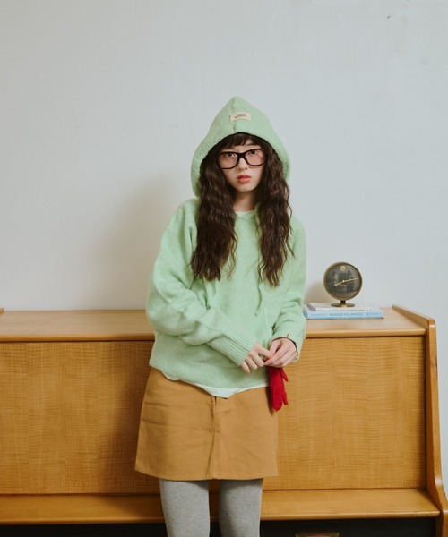 common gull products.（コモンガルプロダクツ）の「うろこ雲なニットフーディー（ニット/セーター・レディース・杢グレー/ネイビー/ミント/レッド系・MEDIUM/SMALL/LARGE）」の19枚目の写真