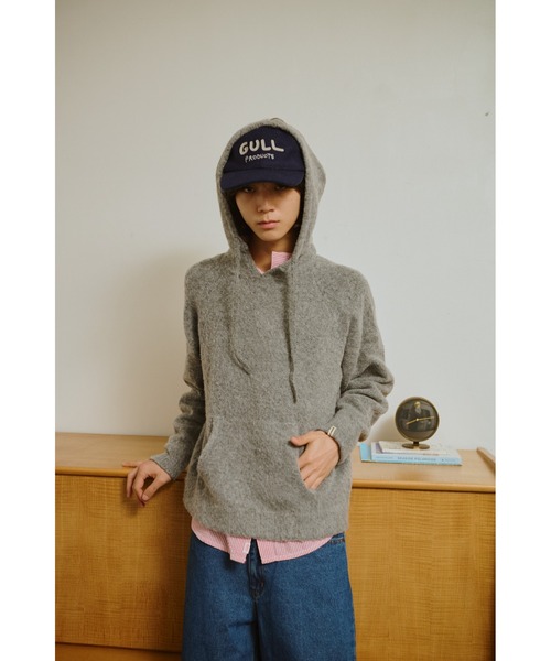 common gull products.（コモンガルプロダクツ）の「うろこ雲なニットフーディー（ニット/セーター・レディース・杢グレー/ネイビー/ミント/レッド系・MEDIUM/SMALL/LARGE）」の5枚目の写真