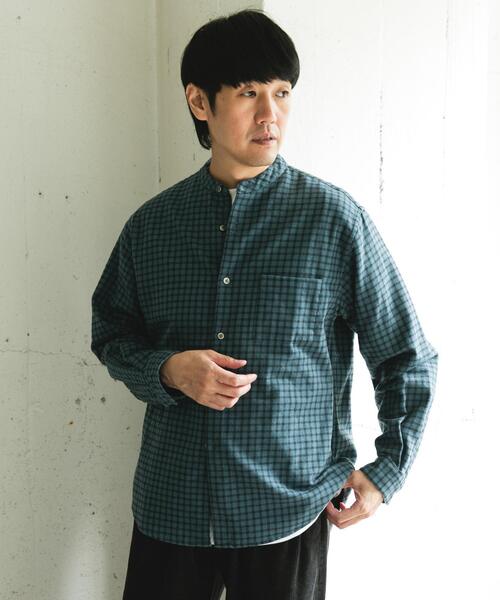 セール】両面起毛ネルバンドカラーシャツ（シャツ/ブラウス）｜URBAN