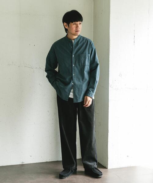 セール】両面起毛ネルバンドカラーシャツ（シャツ/ブラウス）｜URBAN