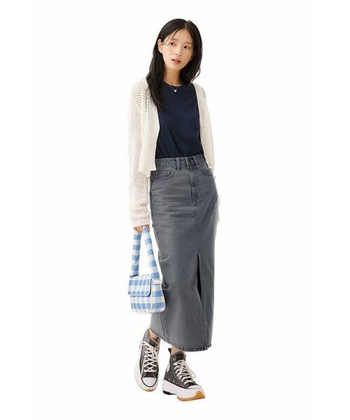 MUSINSA STANDARD WOMAN(ムシンサスタンダードウーマン)の「ウーマンズフロントスリットデニムロングスカート【グレー】(スカート・レディース・その他・SMALL/MEDIUM/LARGE/X-SMALL)」の11枚目の写真