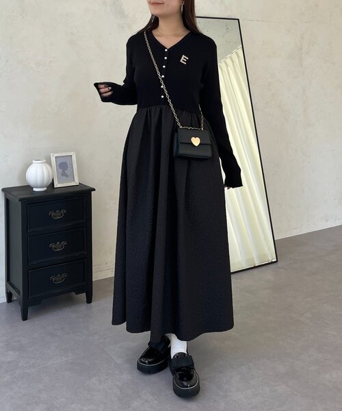 prose verse（プロズヴェール）の「【前後2way】パールボタンドッキングフレアワンピース（ワンピース・レディース・ブラック系その他/ブラック・LARGE/MEDIUM）」の7枚目の写真