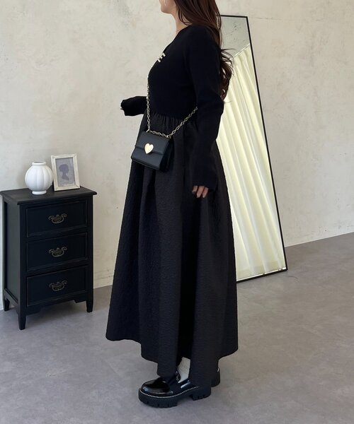 prose verse（プロズヴェール）の「【前後2way】パールボタンドッキングフレアワンピース（ワンピース・レディース・ブラック系その他/ブラック・LARGE/MEDIUM）」の10枚目の写真