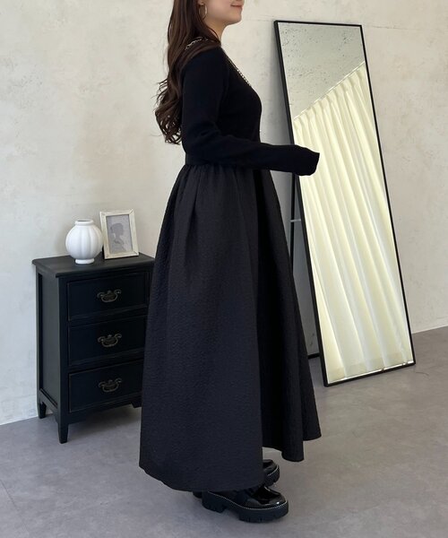 prose verse（プロズヴェール）の「【前後2way】パールボタンドッキングフレアワンピース（ワンピース・レディース・ブラック系その他/ブラック・LARGE/MEDIUM）」の13枚目の写真