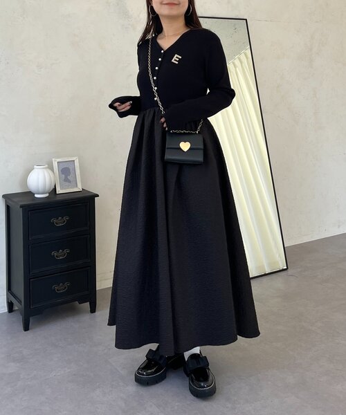 prose verse（プロズヴェール）の「【前後2way】パールボタンドッキングフレアワンピース（ワンピース・レディース・ブラック系その他/ブラック・LARGE/MEDIUM）」の14枚目の写真