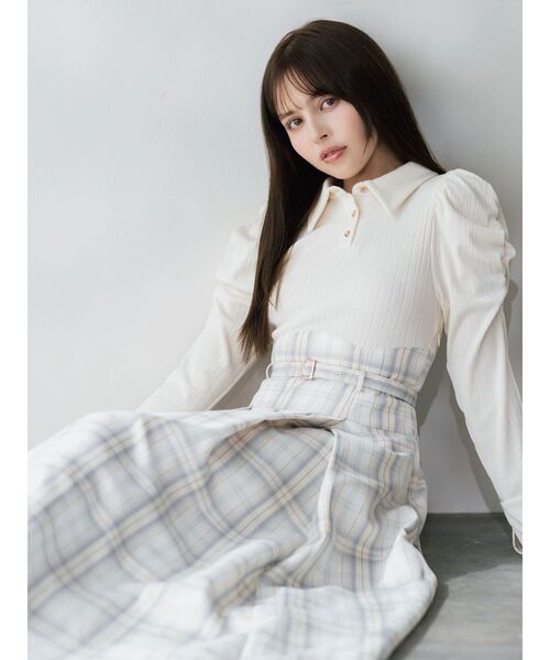 dazzlin（ダズリン）の「シャツカラーコルセットタックワンピース