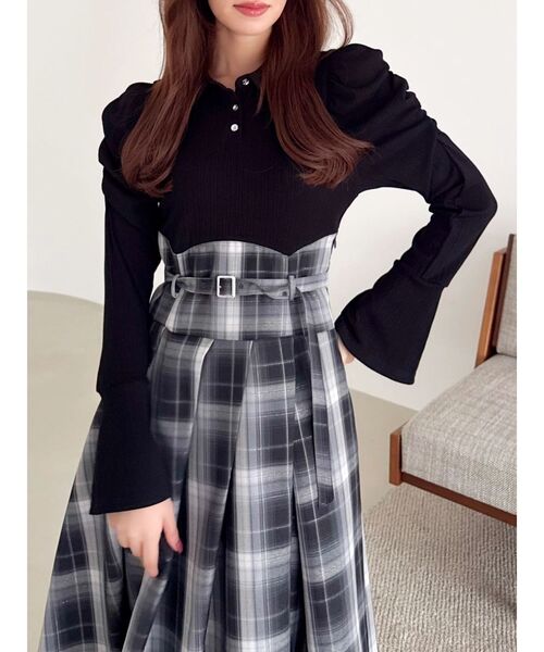 セール】シャツカラーコルセットタックワンピース（ワンピース