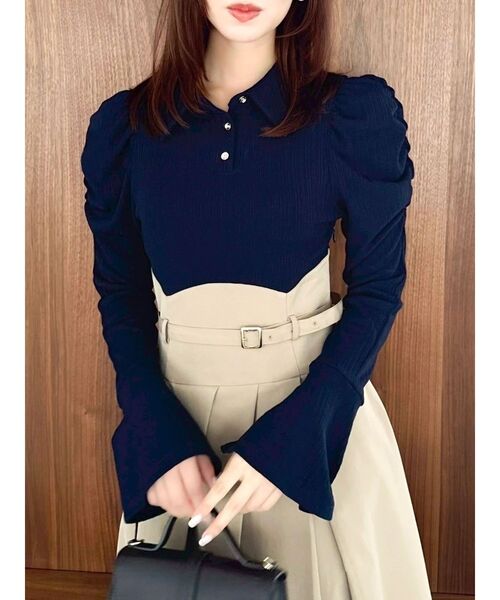 シャツカラーコルセットタックワンピース（ワンピース）｜dazzlin