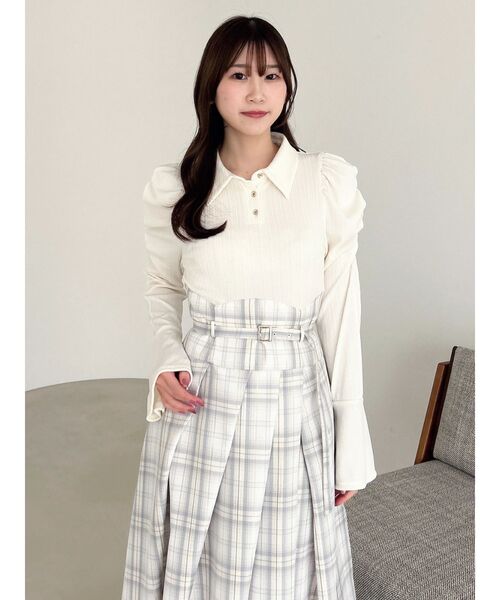 シャツカラーコルセットタックワンピース（ワンピース）｜dazzlin